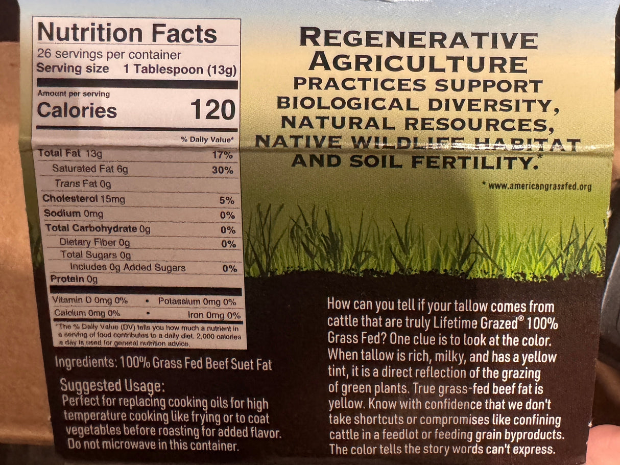 Hand holding a package with regenerative agriculture practices label