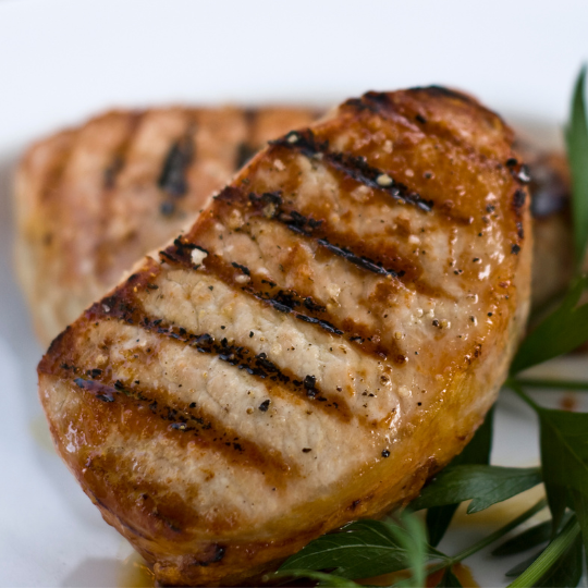 grilled boneless pork chops with grill marks