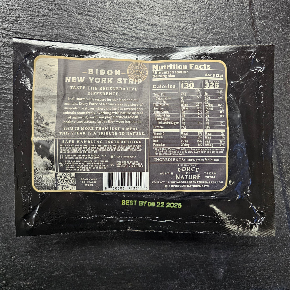 Grass-Fed Bison NY Strip Steak