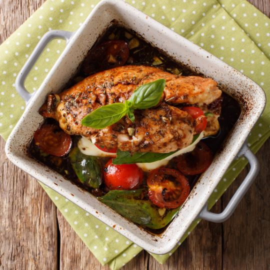 GRILLED MARINATED CHICKEN BREAST CAPRESE