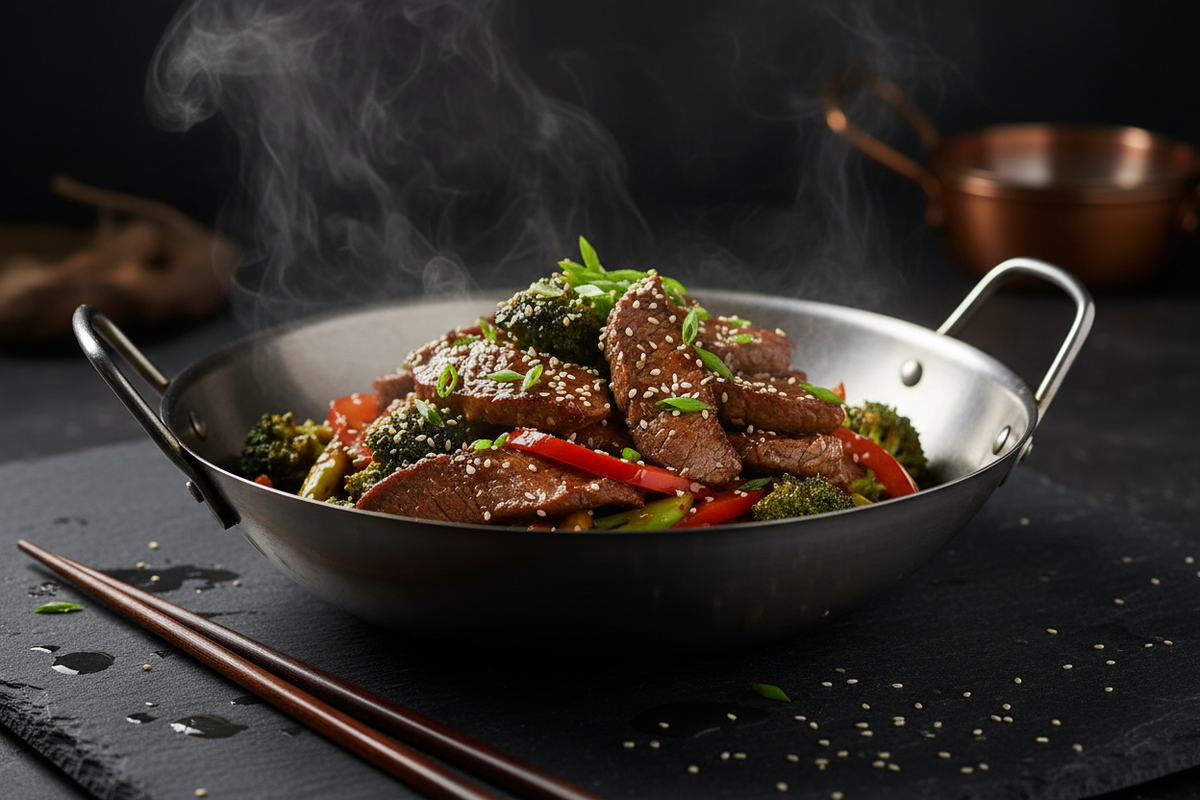 Beef Tenderloin Tail Stir-Fry with Garlic and Ginger