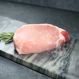 Duroc boneless pork chop on a marble slate